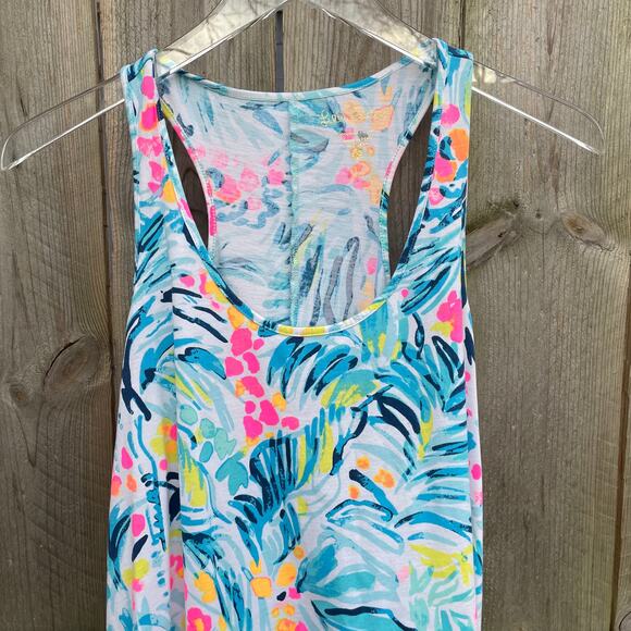 Lilly Pulitzer Women Trapeze Dress Tippy Top Scoop Neck Asymmetrical Hem Blue XS - Picture 3 of 8